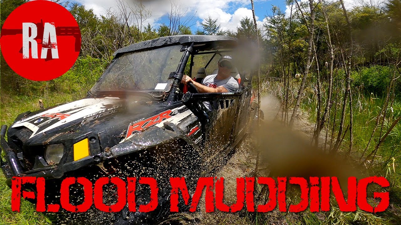 RZR 800 4 seater mudding in spring flood waters!