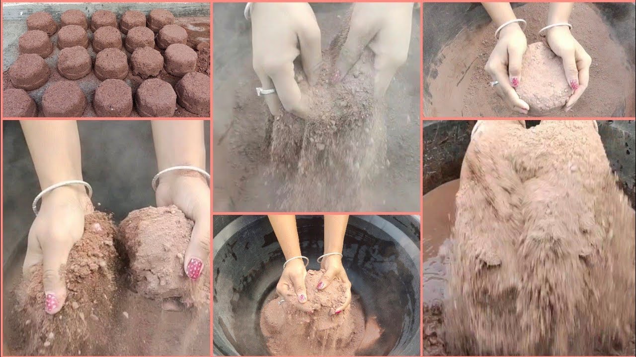 Asmr - New texture Gritty red dirt whole crush/pouring  water 💦paste play 🎉HBD Sandy clay asmr🎂 req