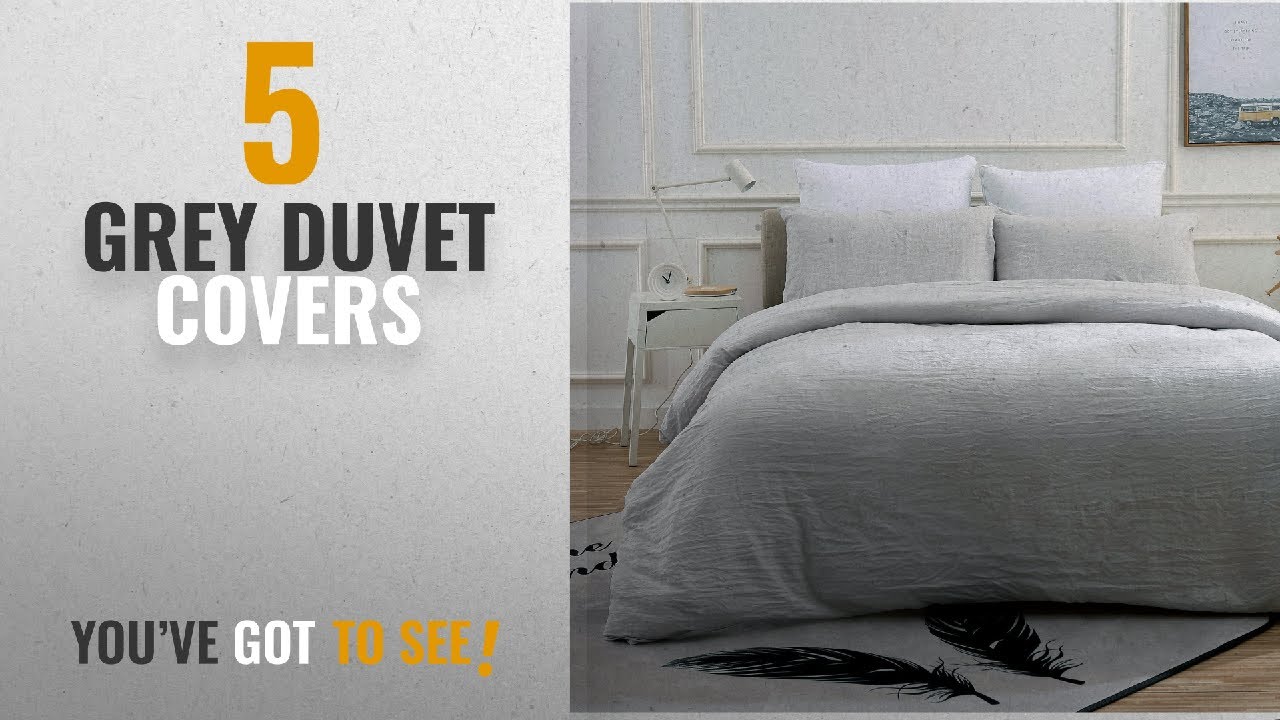 Top 10 Grey Duvet Covers [2018]: Neithera Duvet Cover Set Light Grey,3-Piece Nature Style
