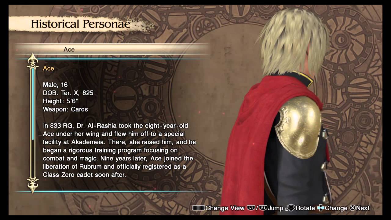 FINAL FANTASY TYPE-0 HD Ace reference