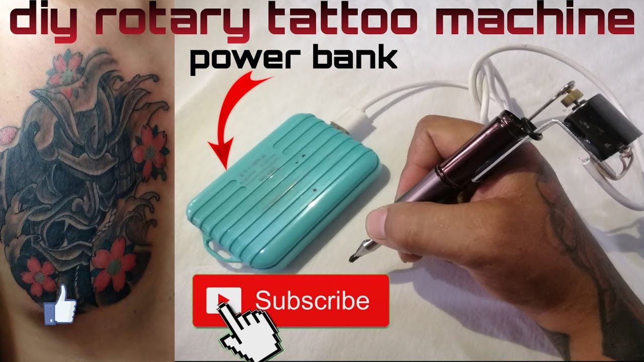 how to make rotary tattoo machine- direct drive with power bank / simple tattoo machine (DIY)