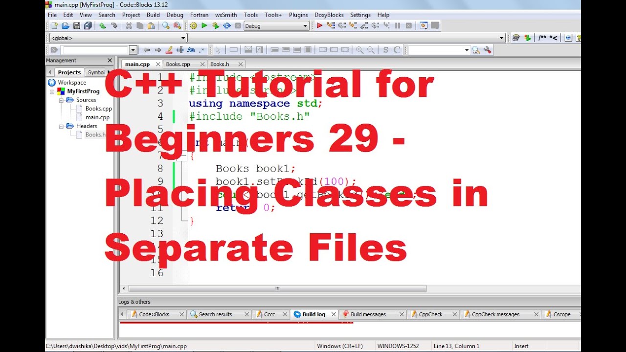 C++ Tutorial for Beginners 29 - Placing Classes in Separate Files in C++