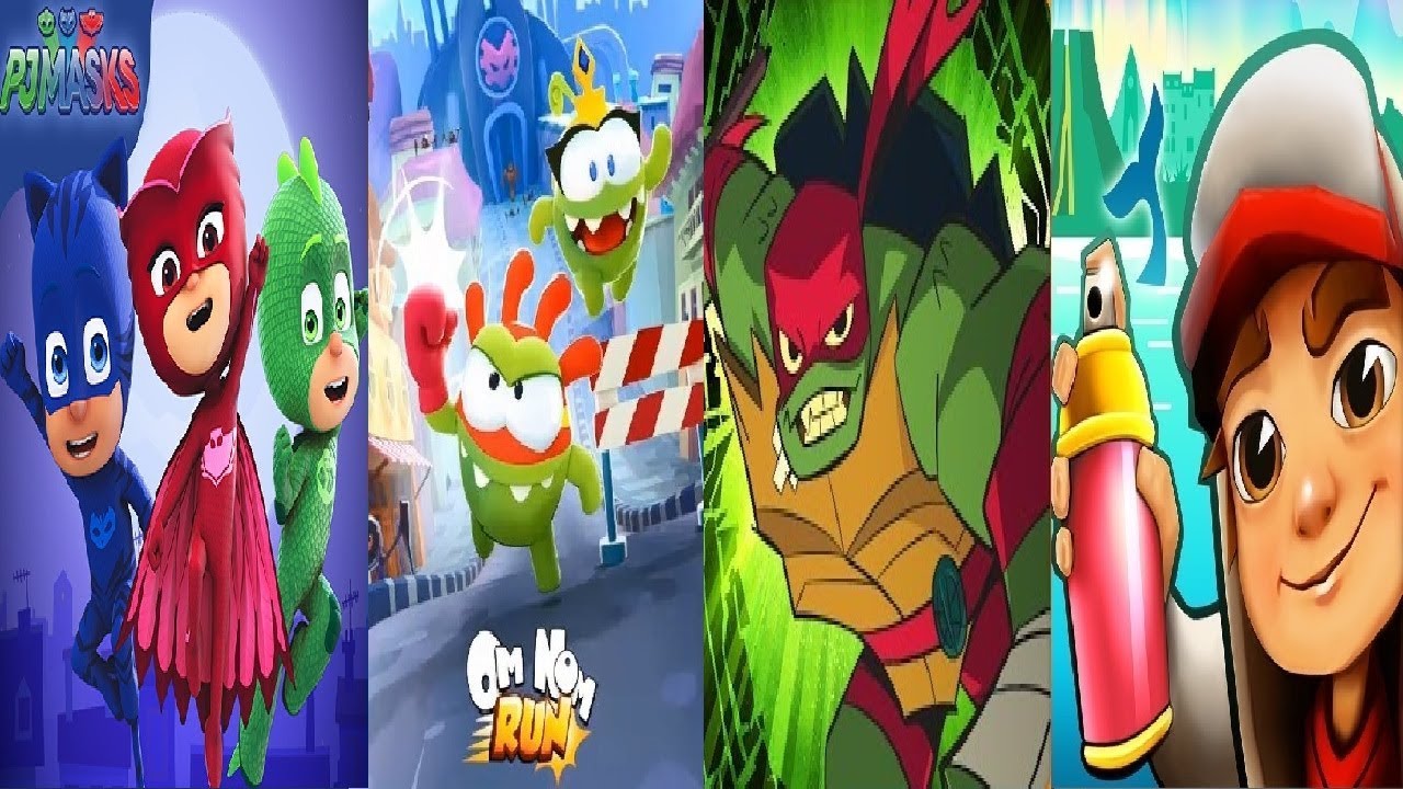 Om Nom: Run VS Subway Surfers VS PJ Masks: Super City Run VS Rise of the TMNT: Ninja Run