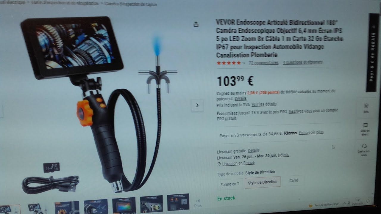 Prochainement endoscope caméra articulé vevor