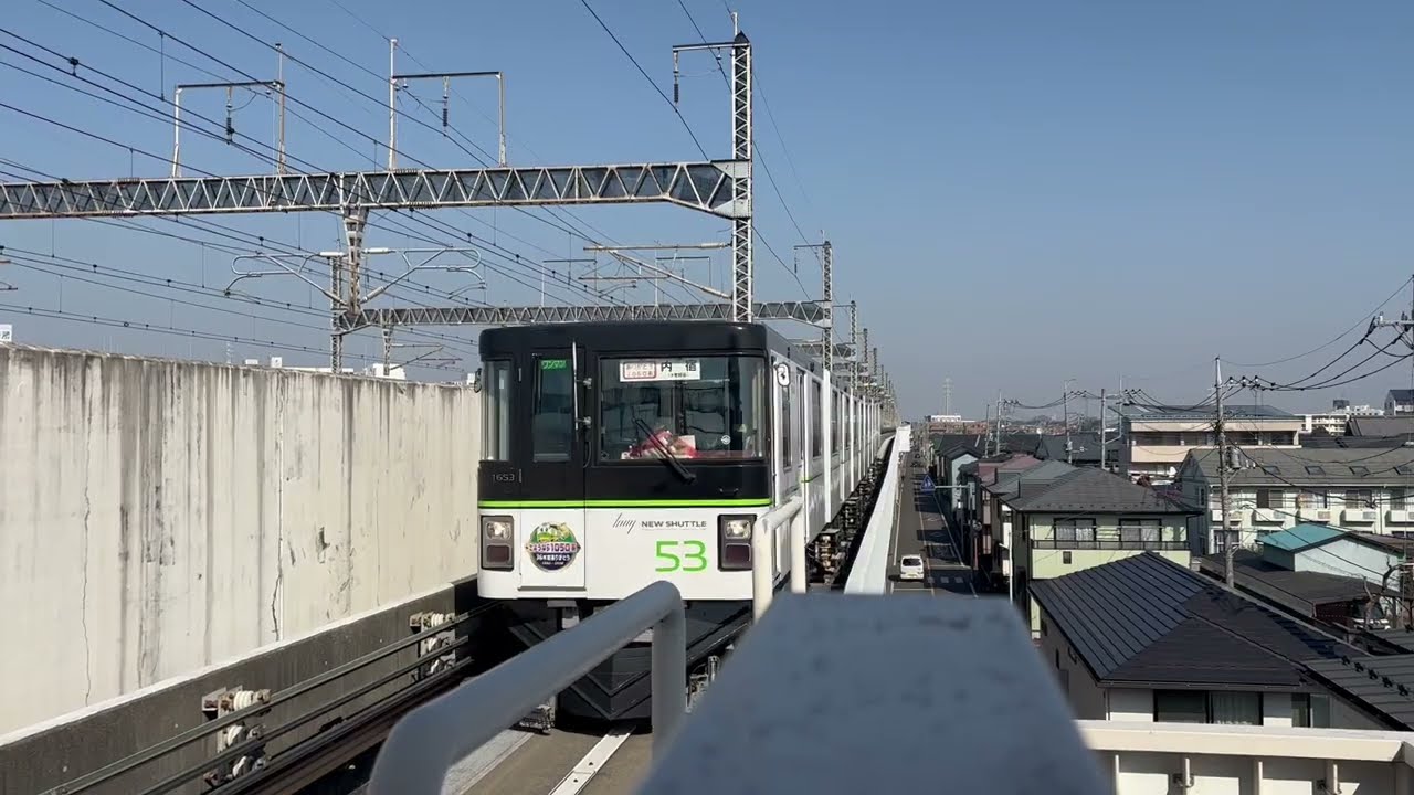 【ありがとう】ニューシャトル1050形がありがとうさようなら5010形として今羽駅1番線に入線するシーン