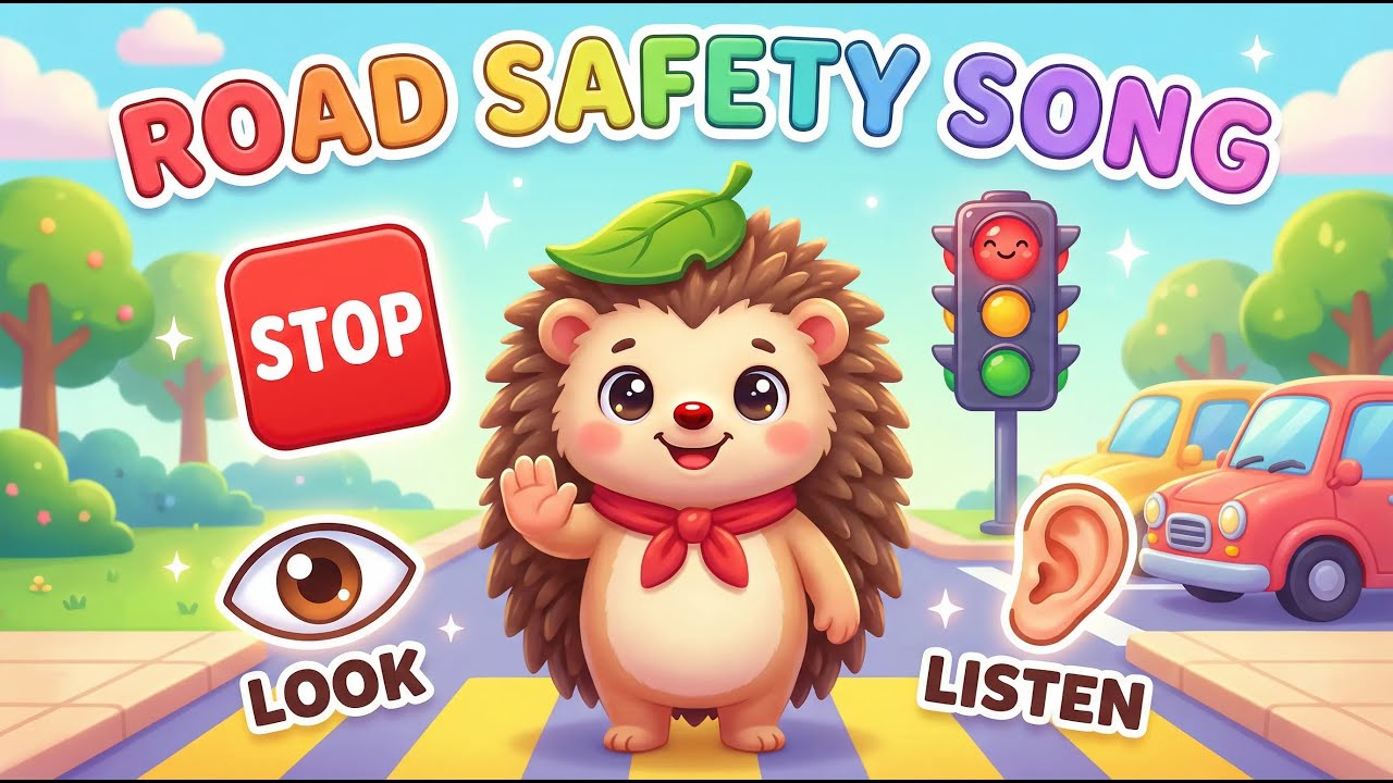 “Road Safety Song for Kids 🚸🦔 | Stop Look Listen with Nino | Nursery Rhyme”