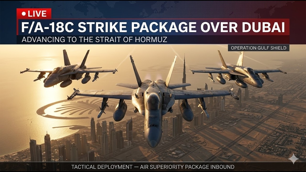 OPERAÇÃO GULF SHIELD AO VIVO | F/A-18C AVANÇA SOBRE DUBAI RUMO AO ORMUZ | DCS WORLD