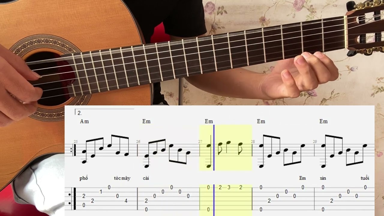 Bài 2: Còn Tuổi Nào Cho Em (Trịnh Công Sơn) - Tab Guitar Hướng Dẫn Solo - Guitar Cổ Điển Tập 5