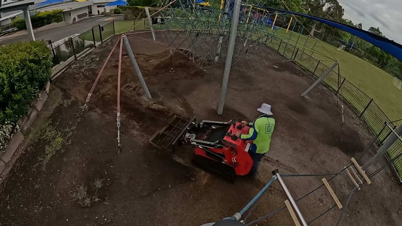 Playground Bark Soft Fall Decompaction & Levelling Using Custom Mini Loader Blade