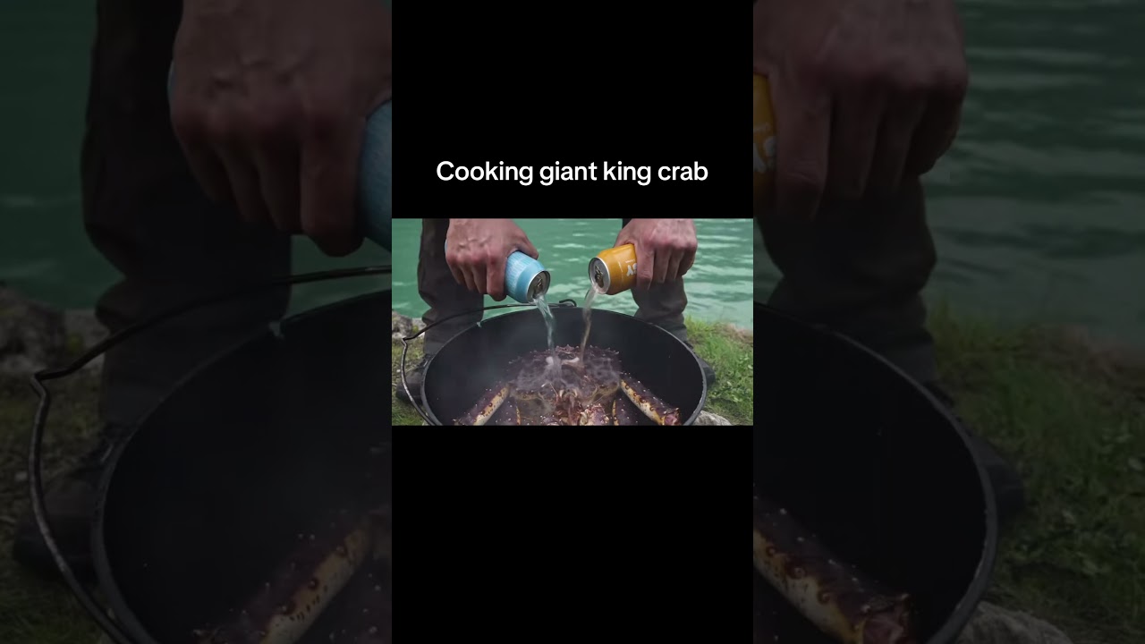 Giant King Crab Cooking in Fire Kitchen 
