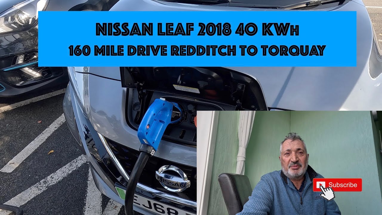 Nissan Leaf 2018, 40 кВт&sdot;ч, поездка из Реддитча в Торки (160 миль).