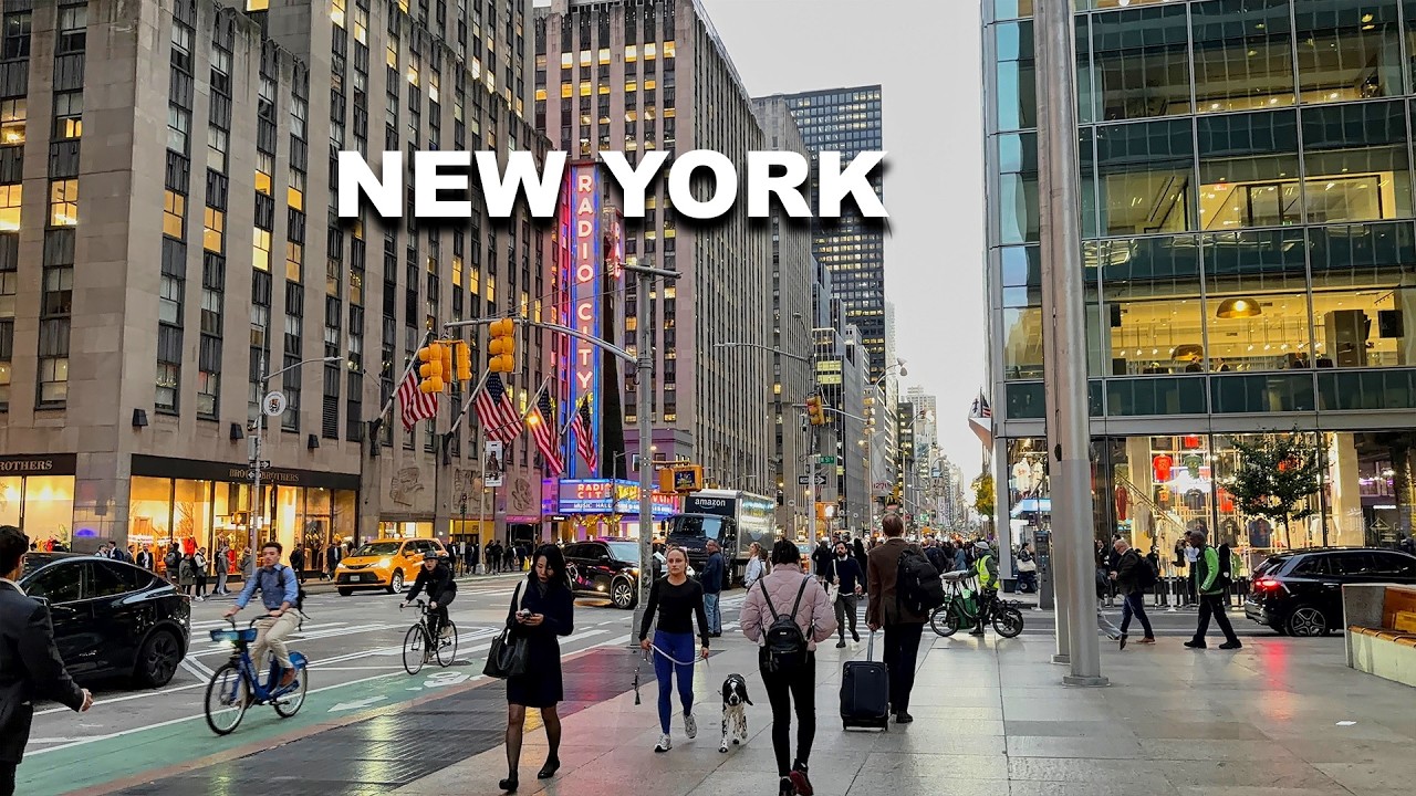 New York City Sunset Walk 4K NYC Fall Evening Walk in Midtown Manhattan Autumn in New York 2025