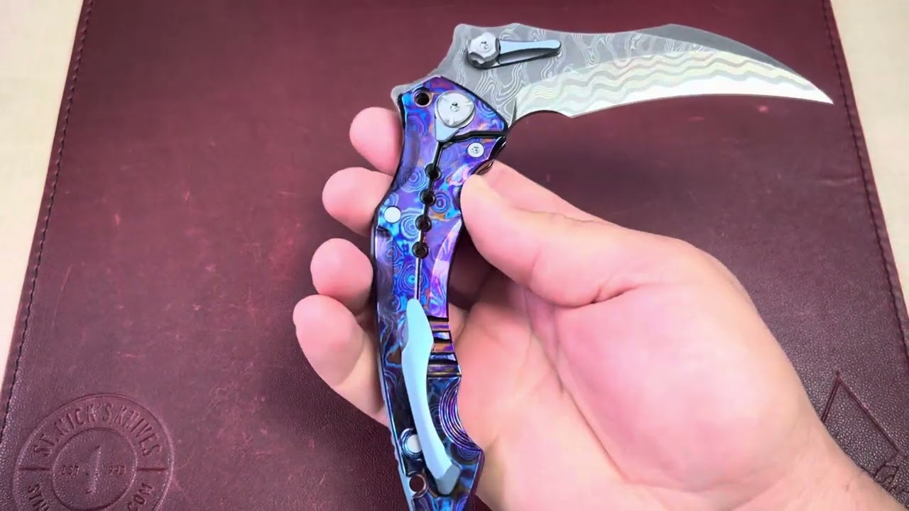 Maxace Hela Titanium Damascus Handles & Chad Nichols Core Damascus Blade!