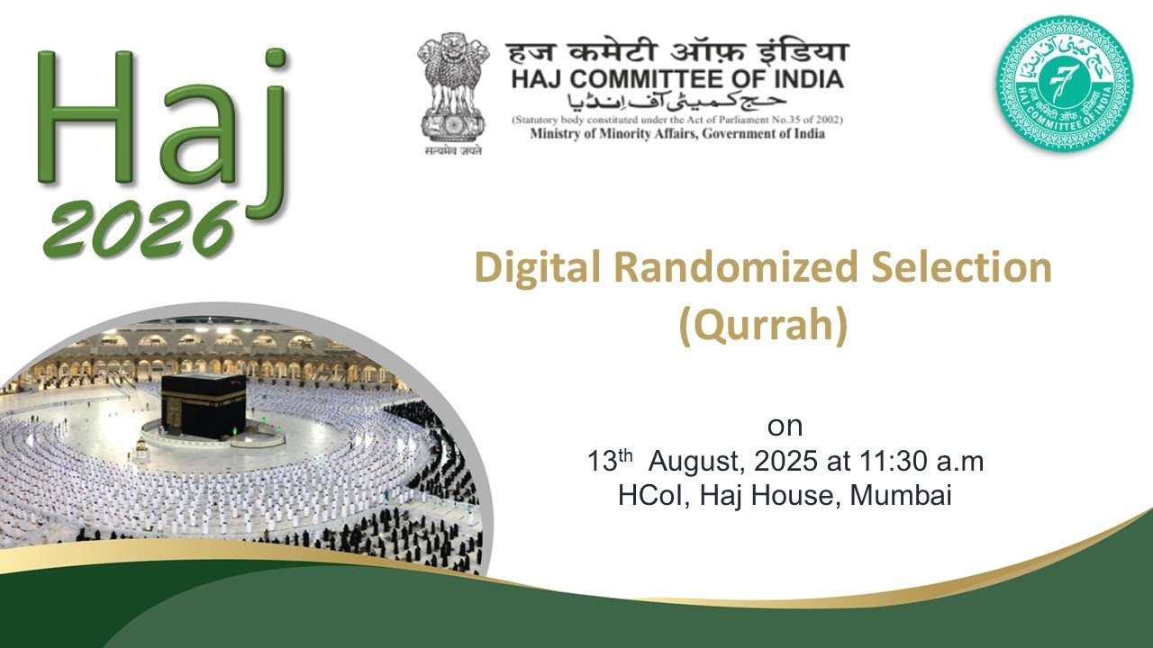 Digital Randomized Selection (DRS)-Qurrah for Haj 2026 on 13th August, 2025 at 11:30AM