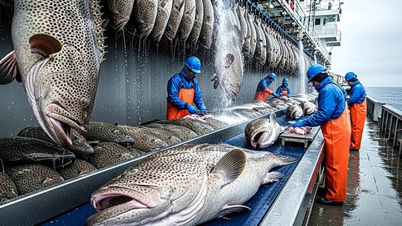 Слишком много рыбы! Сотни тонн красной рыбы выловлены современными траулерами.