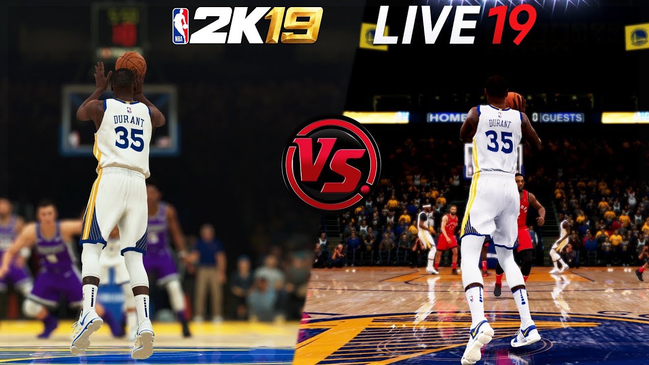 Which Game Can Kevin Durant Hit A Half-Court Shot First?? | NBA 2K19 vs NBA LIVE 19 Challenge