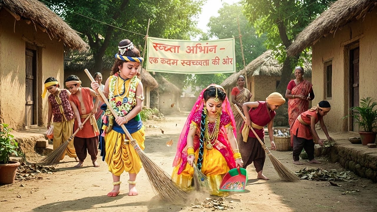 जब नन्हे कान्हा और राधाराणी ने मिलकर वृंदावन में किया स्वच्छता अभियान | Yashomati Maiya Ke Nandlala