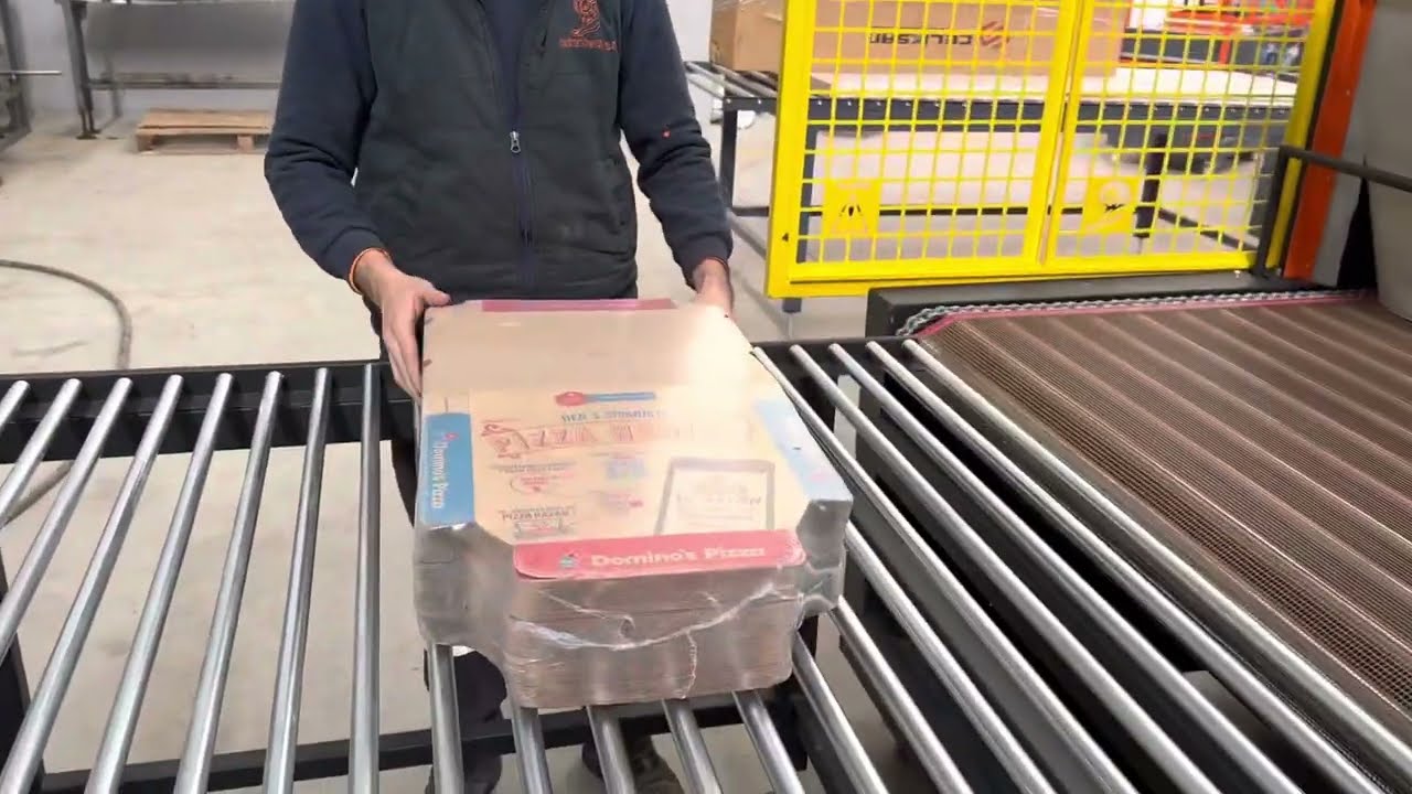 Oluklu mukavva pizza kutusu paketleme Shrink hattı