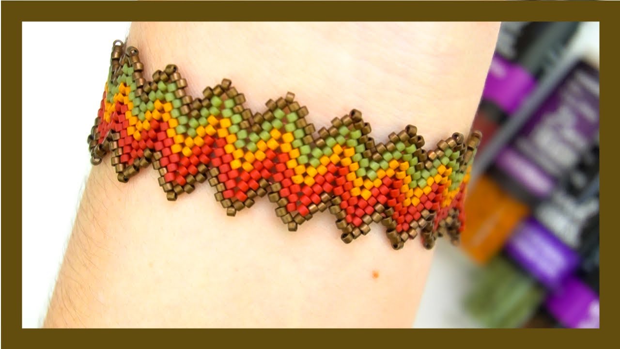 PULSERA DE MIYUKI /ZIGZAG BEADED BRACELET / ESPINA DE PEZCADO /  FALL COLORS