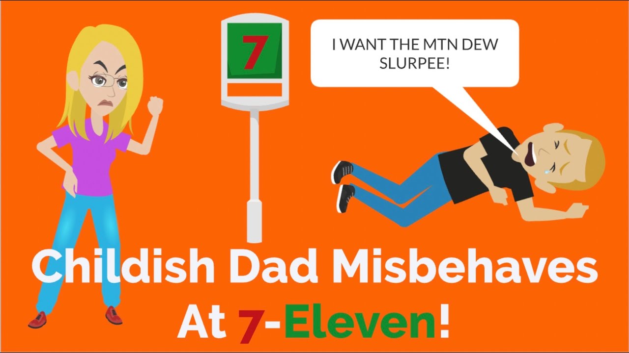 Инфантильный папа плохо себя ведет в магазине 7 Eleven!
