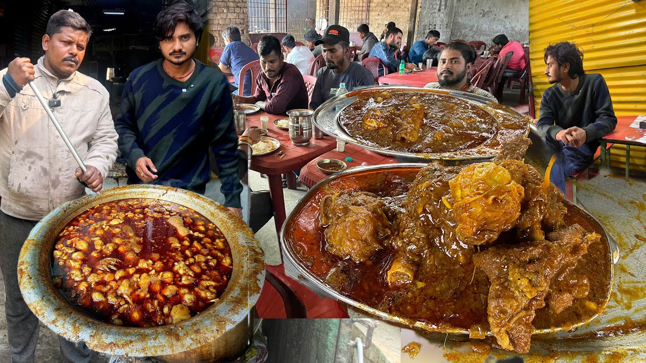 2 घंटे में कढ़ाई साफ़ हो जाता है सामने में जिंदा खस्सी लाया है और बनाया जाता है | lakshman Hotel 