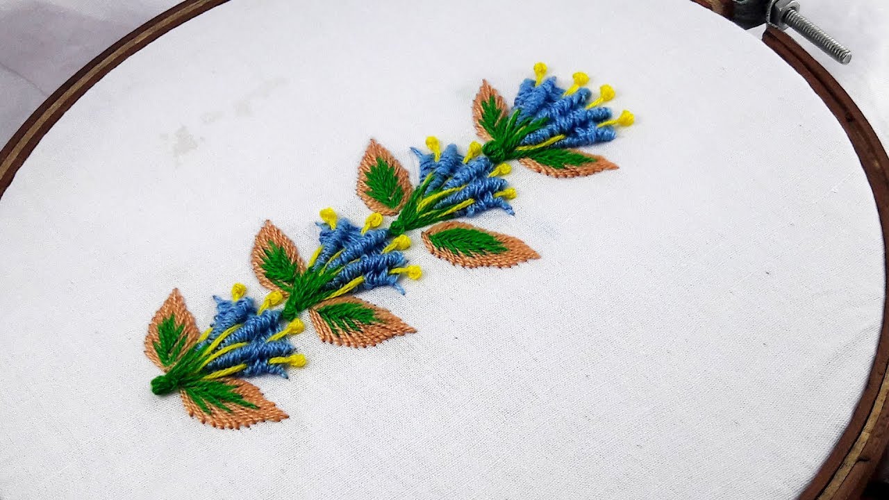 Hand Embroidery - Spider Web Stitch | Border design.