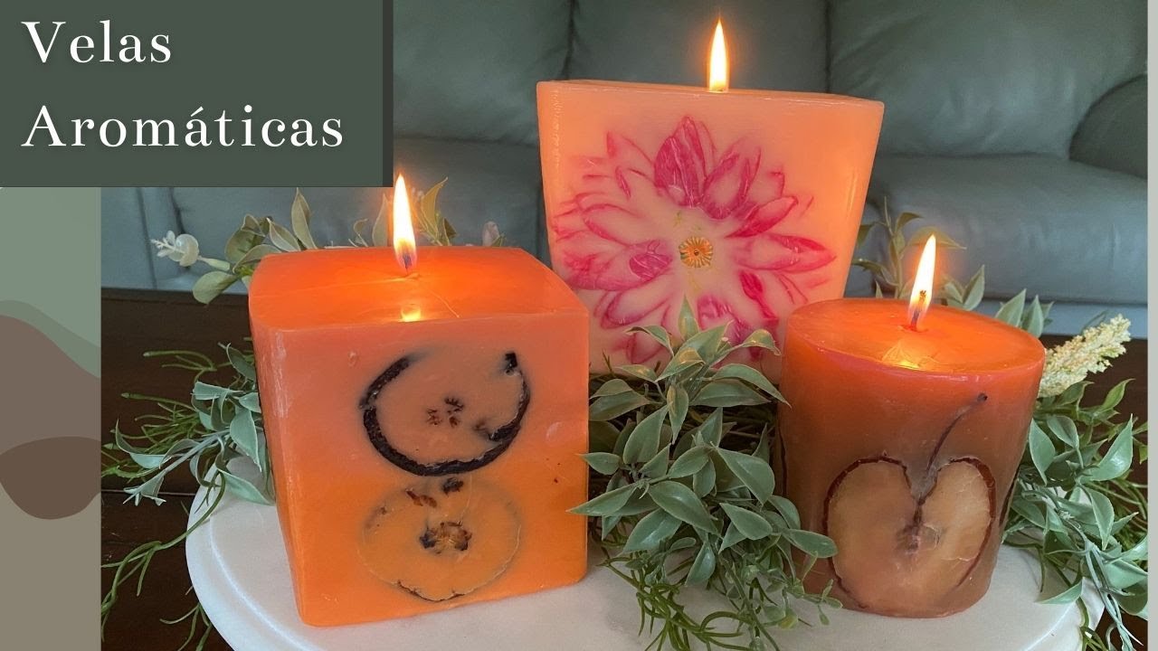 DIY CÓMO HACER VELAS AROMÁTICAS CON  FLORES, MANZANAS Y NARANJAS/IDEAS PARA OTOÑO/VELAS CASERAS