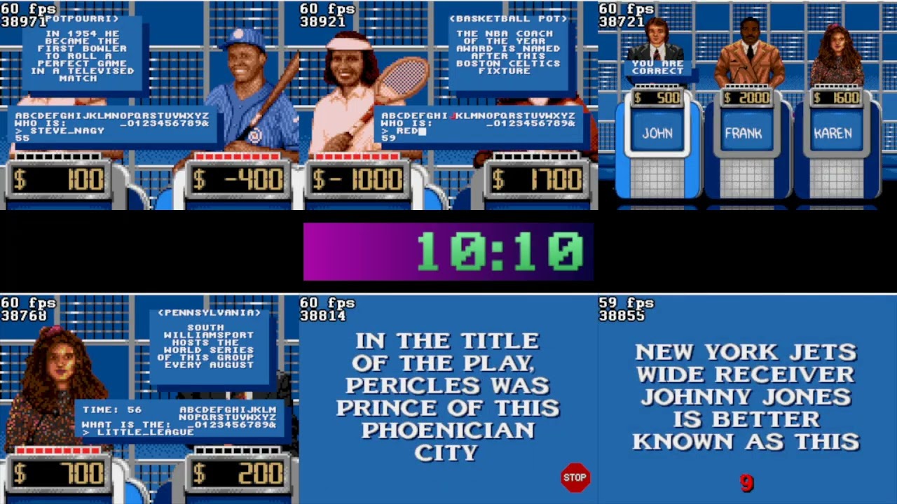 Sega Genesis Speedrun #27: WR: Jeopardy! Deluxe Edition CPU% 30:02. 7pp