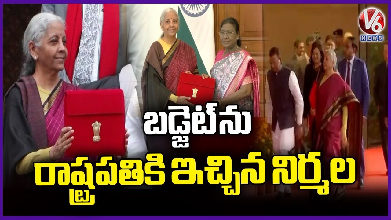 FM Nirmala Sitharaman Meets President Draupadi Murmu with Union Budget | V6 News