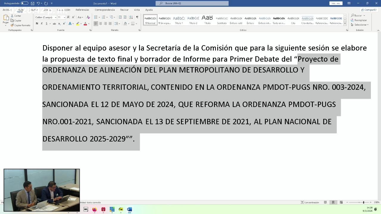 Sesión No. 016 Ordinaria de la Comisión de Planificación