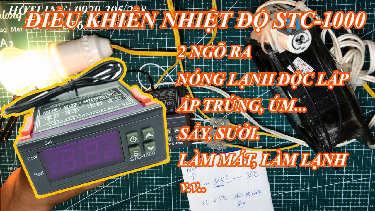 Điều khiển nhiệt độ làm nóng và làm lạnh STC-1000 - Heating, cooling temperature controller STC-1000