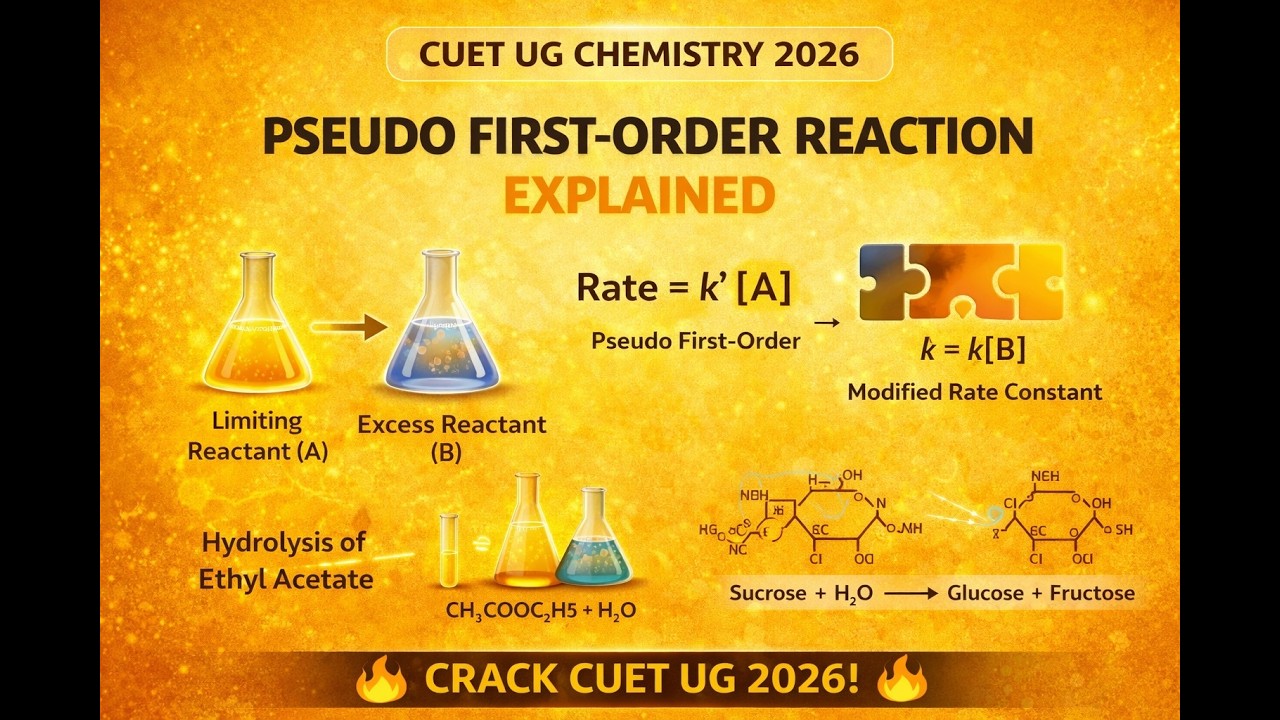 Pseudo First-Order Reaction Explained  | Chemical Kinetics CUET UG Chemistry 2026 | Easy Numericals