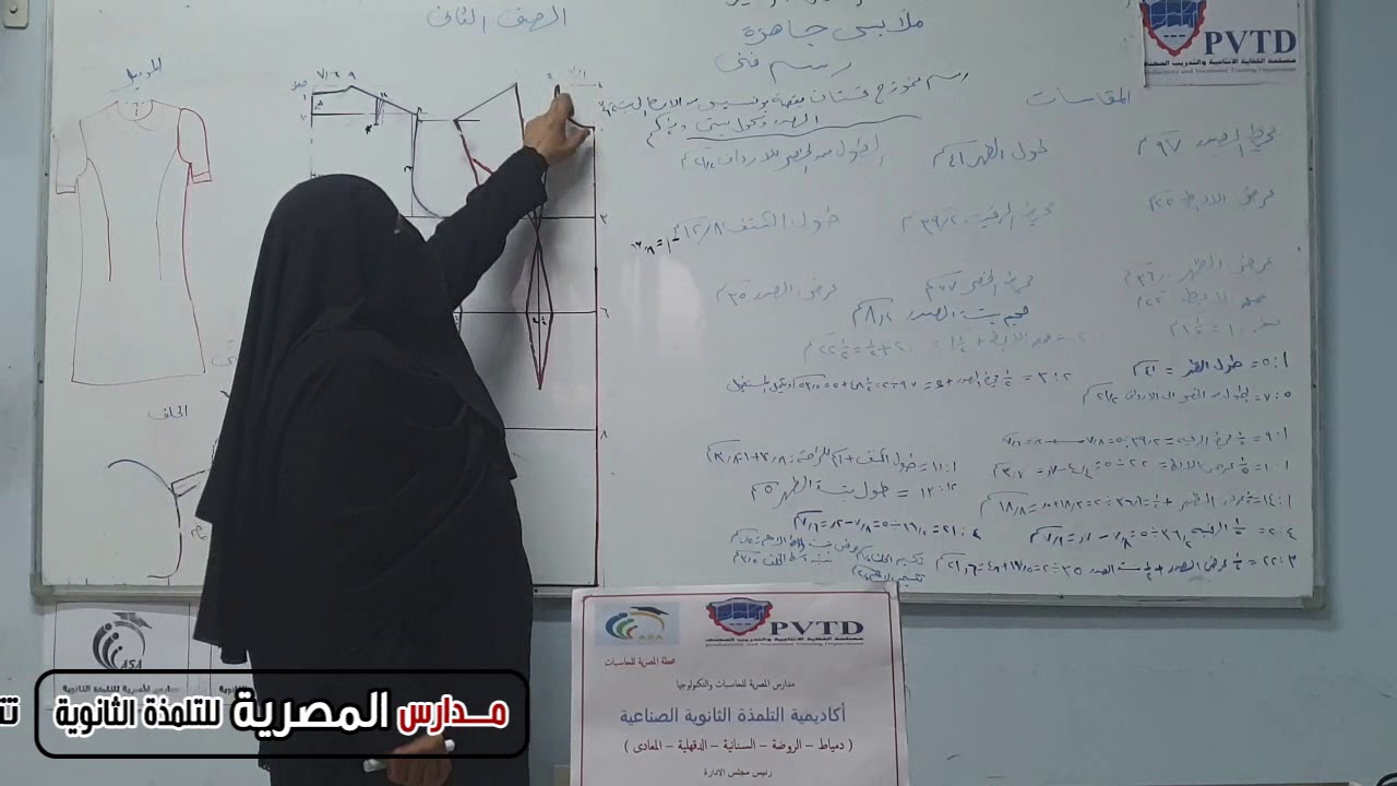 رسم نموذج فستان بقصة   رسم فني تخصص ملابس جاهزة   الصف الثاني الثانوي