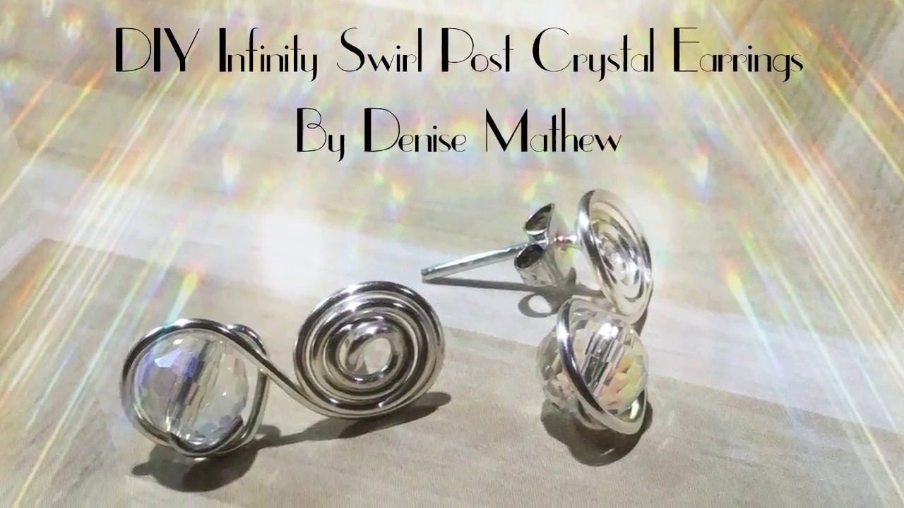 How to Make DIY Swirl Infinity Crystal Post Earrings Tutorial by Denise Mathew