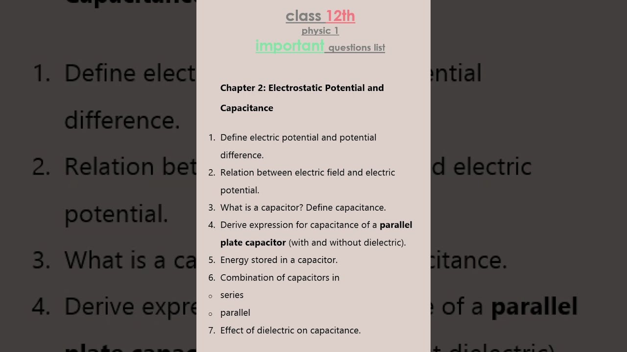Class 12 Important Questions physics| Board Exam 