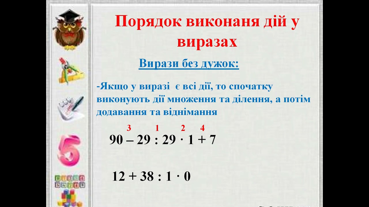 Порядок виконання дій у виразах