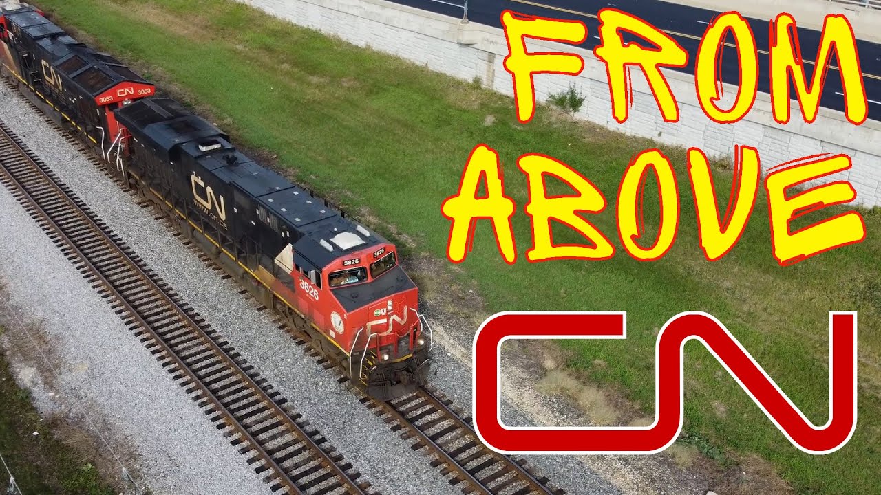 CN Hopper Train flying through Burlington, Wisconsin
