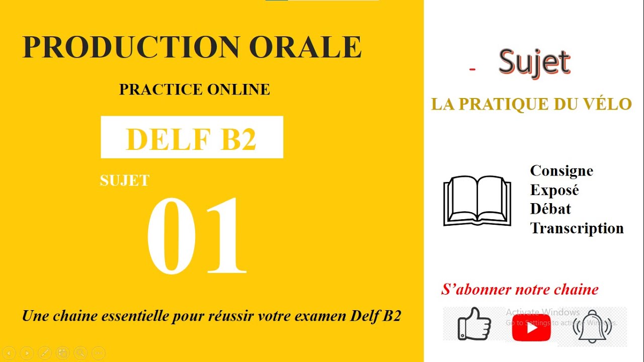 DELF B2 - Production orale [Sujet 01] - LA PRATIQUE DU VÉLO