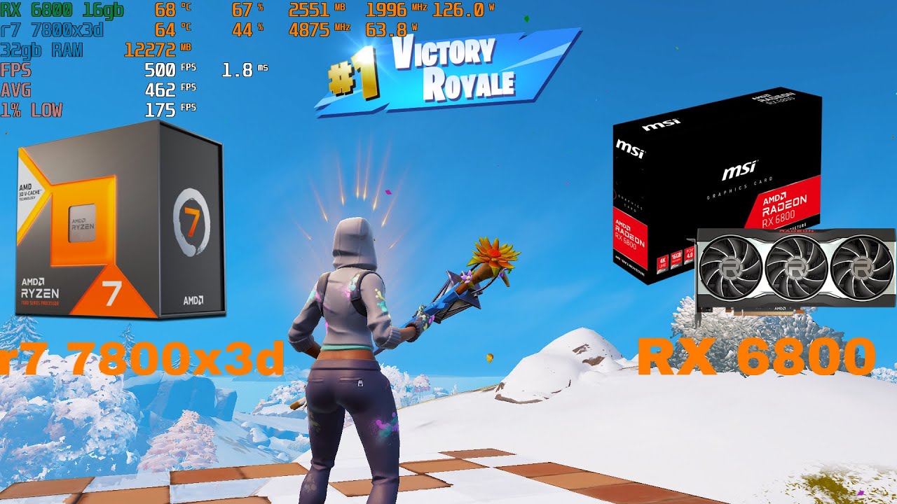 Fortnite Chapter 6 - RX 6800, Ryzen 7 7800x3d : Solos 1080p Performance Mode