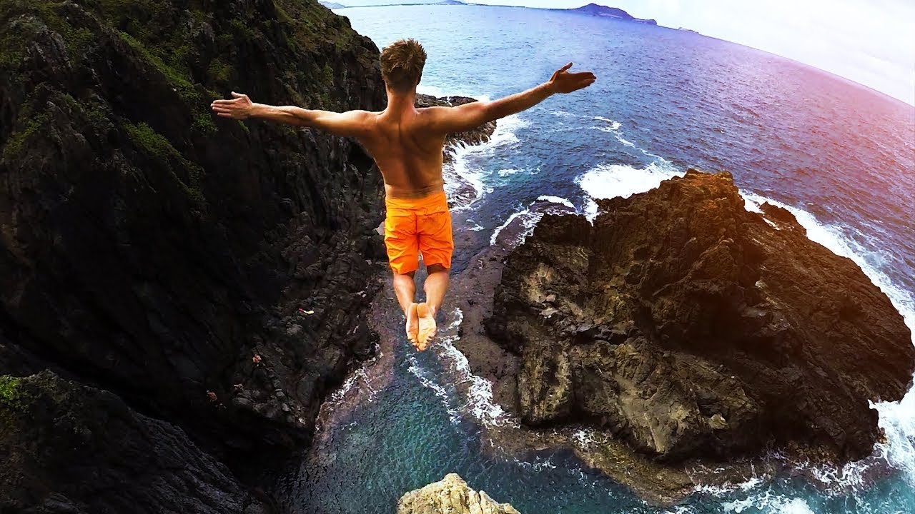 Cliff Jumping. Crazy jump to cool music. Summer 2022!