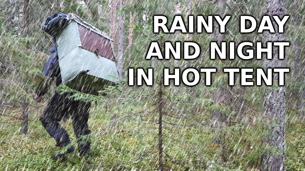 Rainy overnight in hot tent testing my new DIY backpack