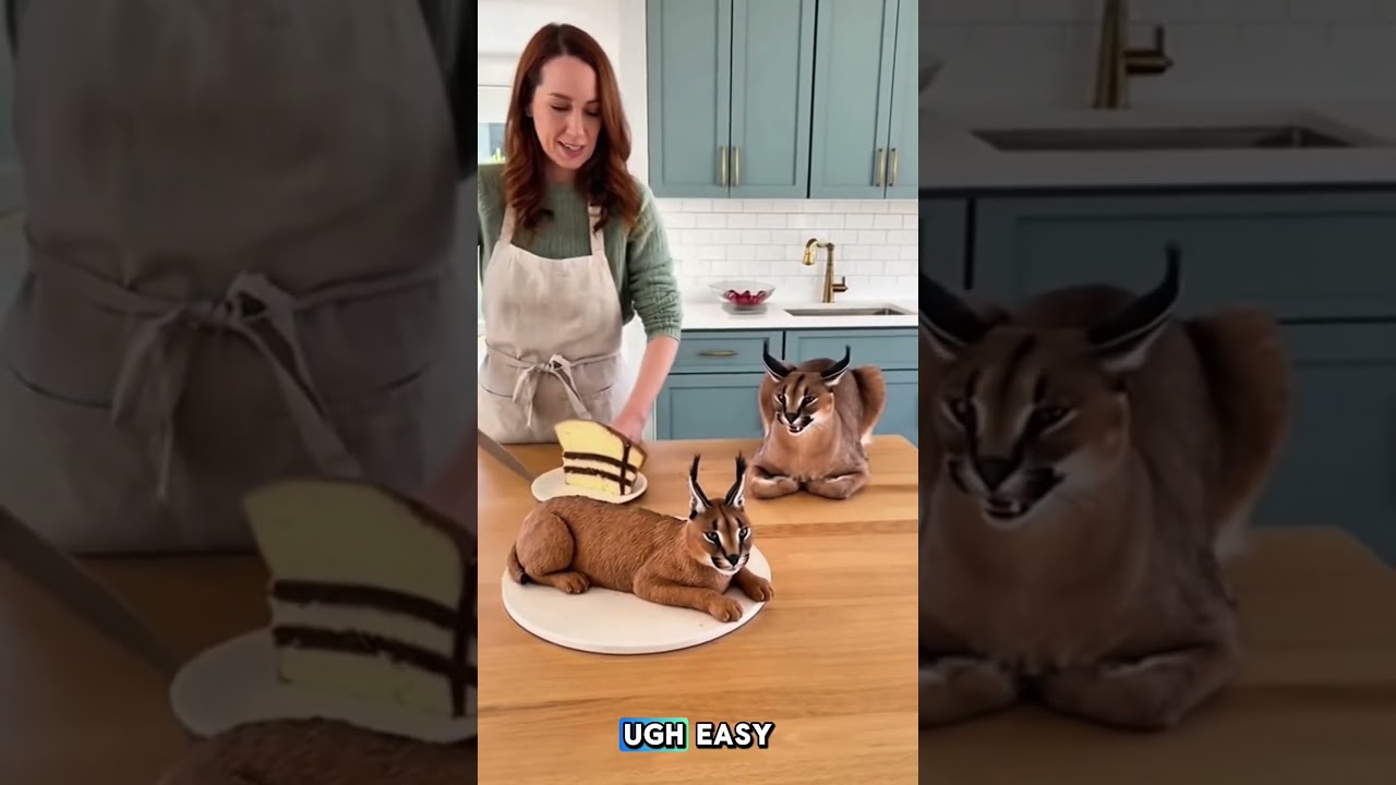 She Cuts a Caracal Cake and the Real Caracal Freaks Out! | 'Calma, é só bolo!Freaks Out!