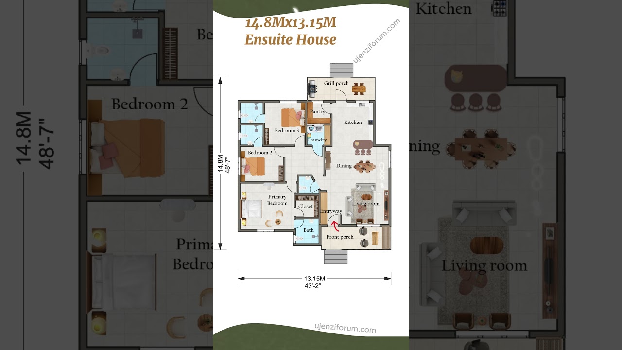 Ensuite 3 bedrooms floorplan