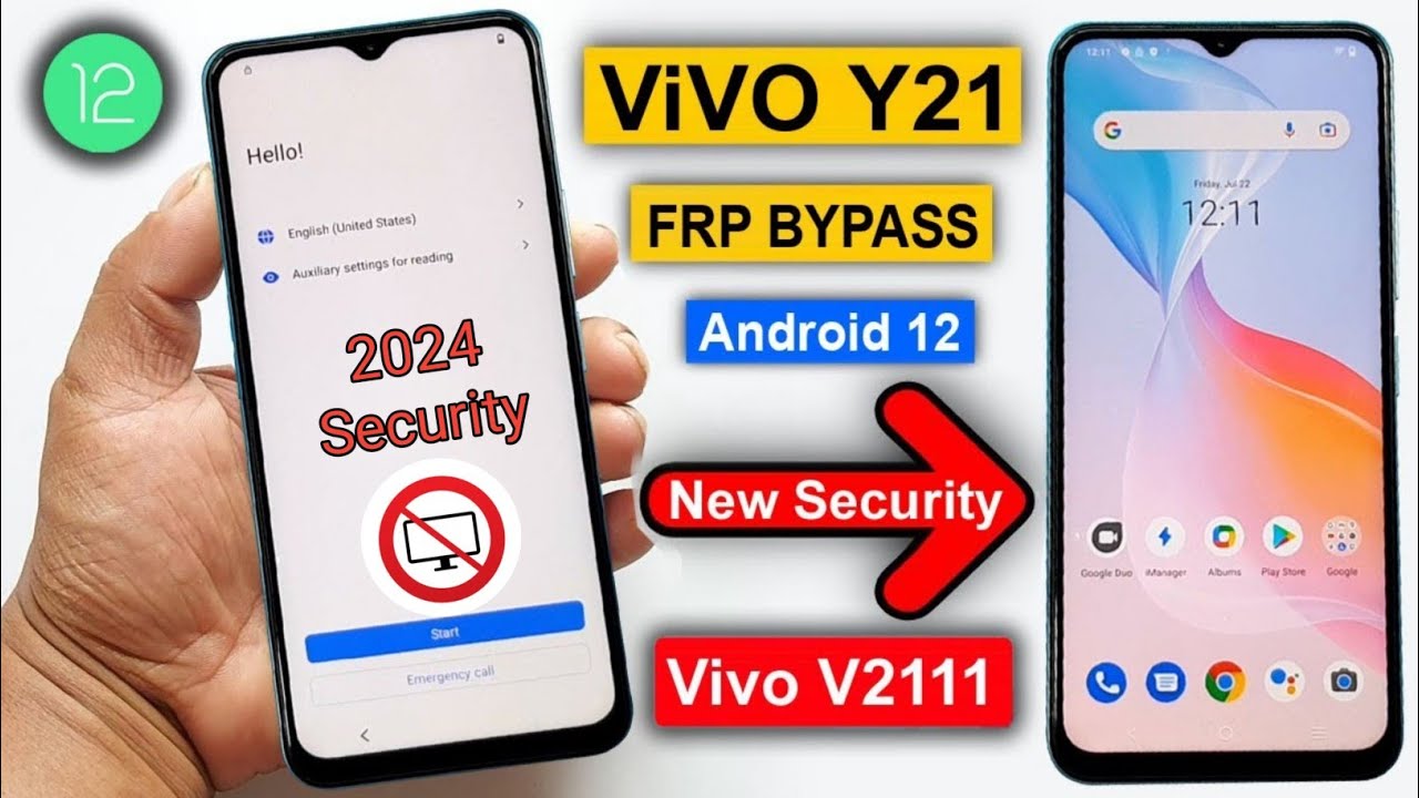 vivo Y21 V2111 Google Account Frp Bypass lates security 2024 | Y21 Frp Bypass android 12