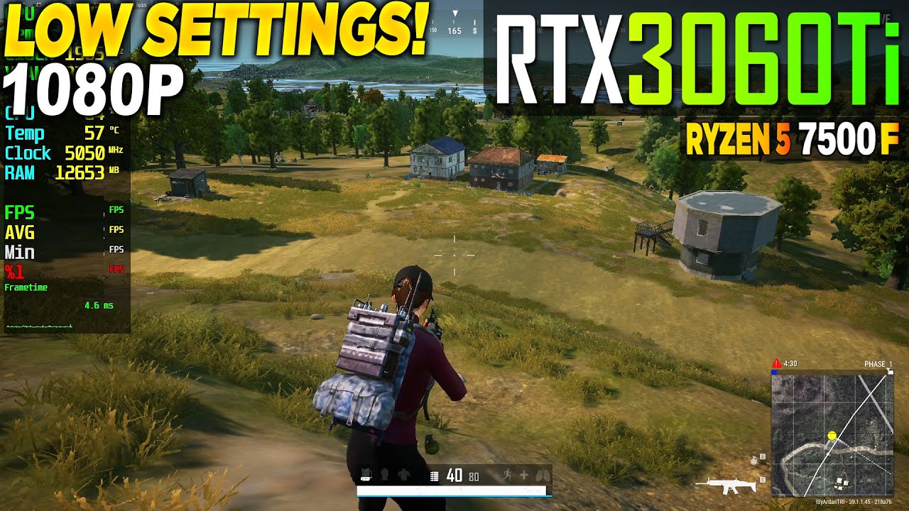 PUBG RTX 3060 Tİ + Ryzen 5 7500F - 1080p Very Low,