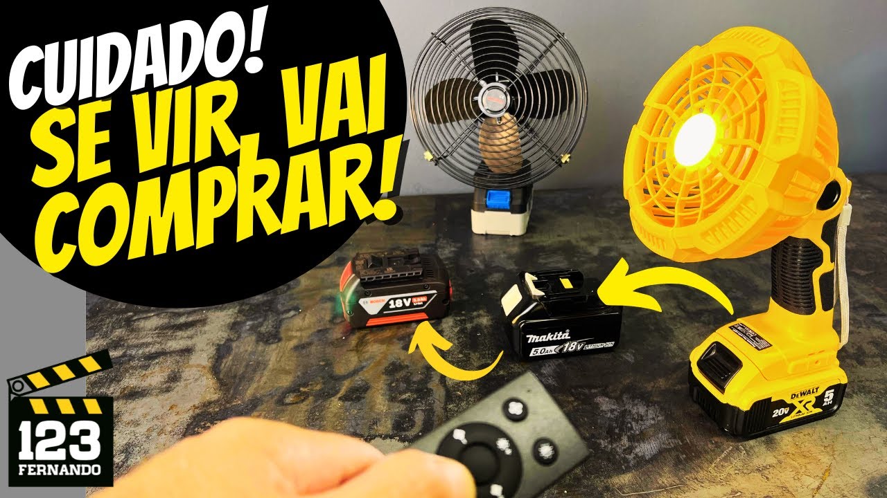 VENTILADOR 3 em 1 PORTÁTIL A BATERIA  PARA MAKITA, DEWALT, BOSCH, BLACK&DECKER, DEKO, TOPSHAK