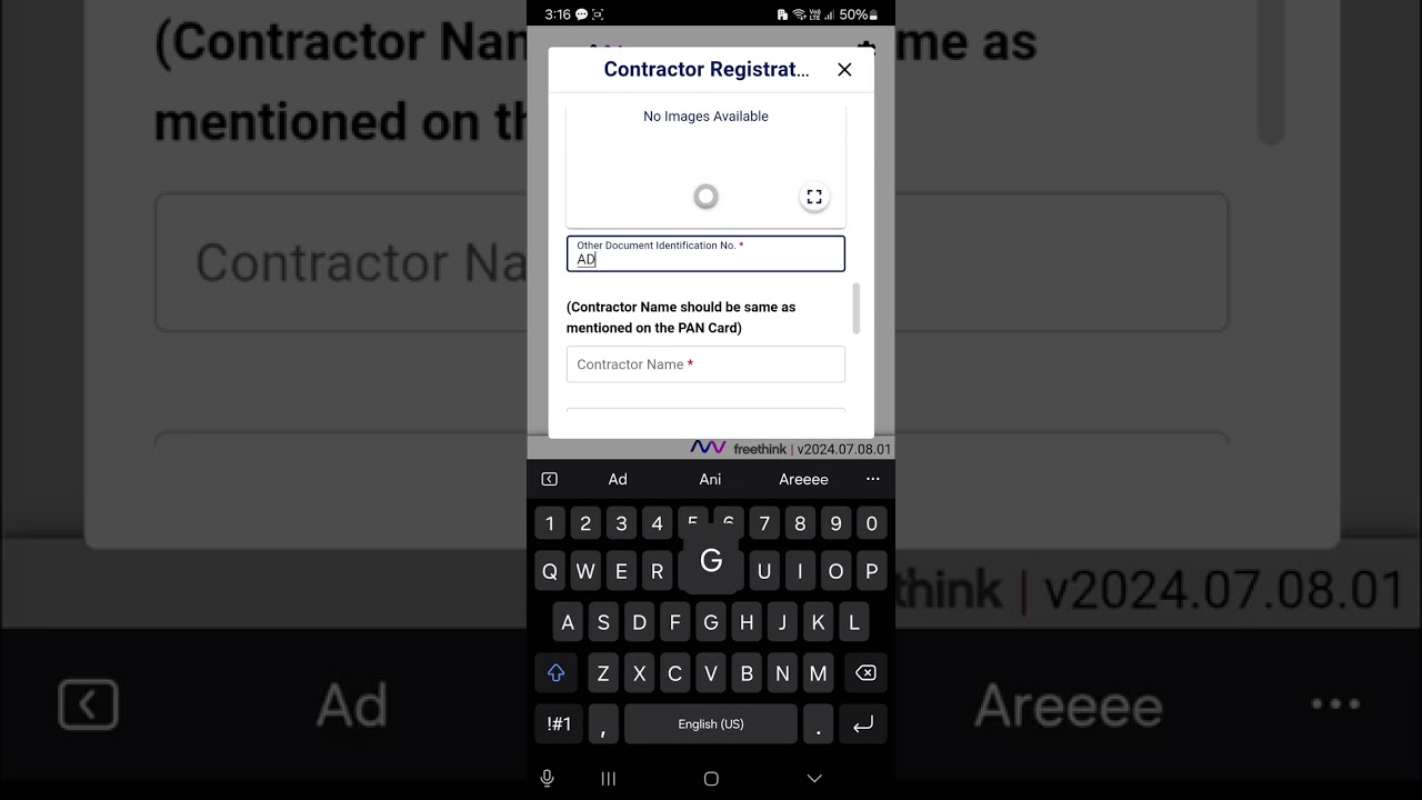 PWD Contractor Signup Process Mobile