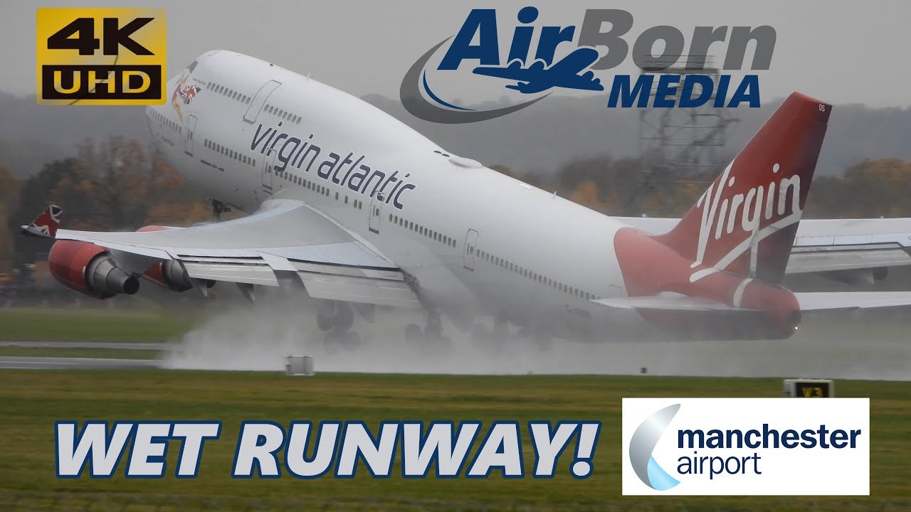 Wet Runway Action at Manchester Airport 8th November 2018 4K Plane Spotting