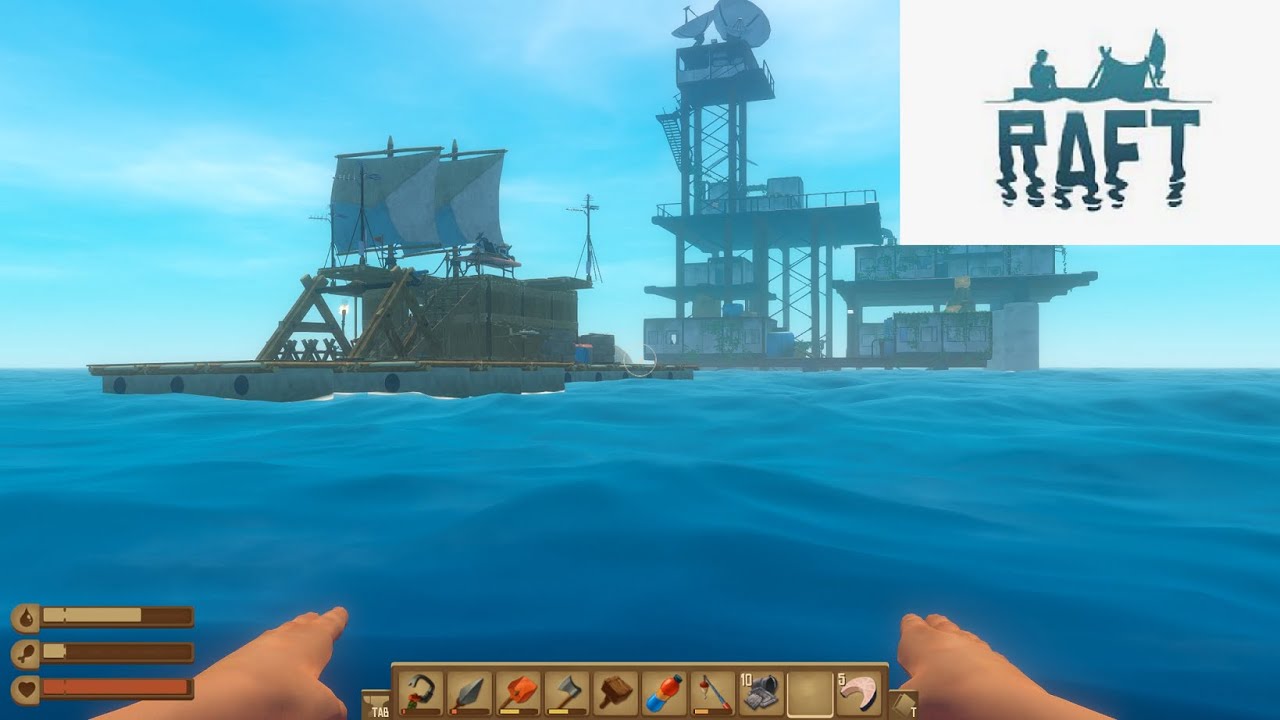 Raft (Early access / Update 10 / Chapter 1) - Ep 1 (The whole journey) - Walkthrough / No commentary