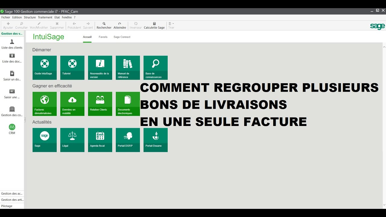 COMMENT REGROUPER PLUSIEURS BONS DE LIVRAISONS EN UNE SEULE FACTURE DANS SAGE GESTION COMMERCIALE